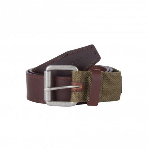 Barbour Webbing/Leather Belt - Olive/Brown