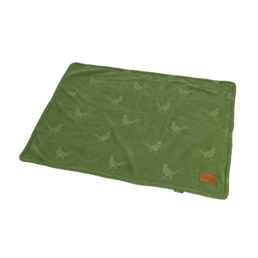 House of Paws Green Embossed Pheasant Fleece Dog Blanket