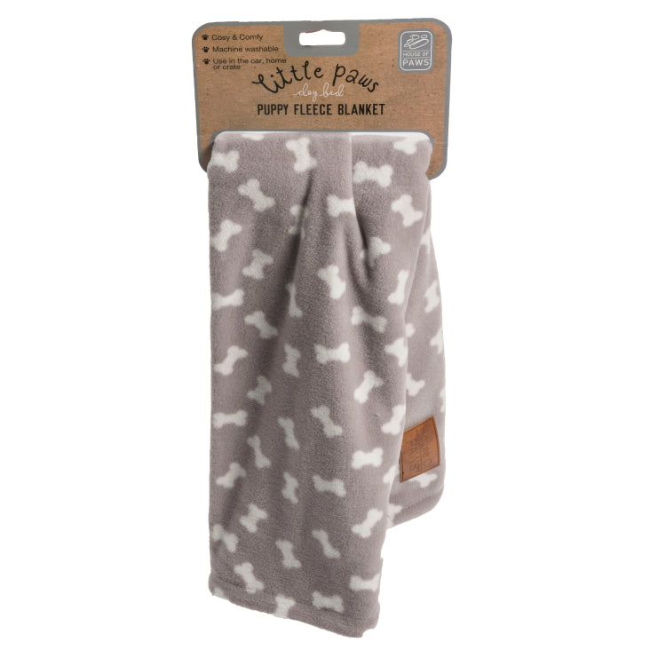 House of Paws Puppy Grey Bone Fleece Blanket