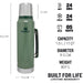 Stanley Legendary 1.0L Classic Bottle - Hammertone Green