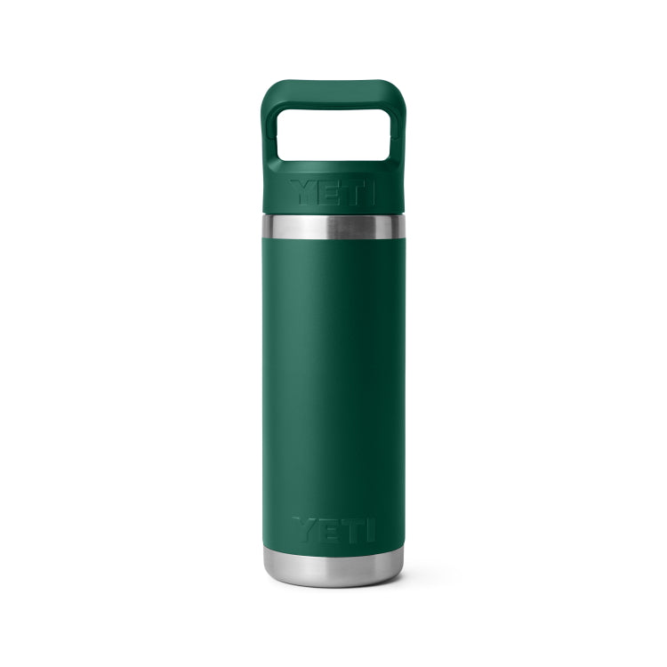 Yeti Rambler 18oz Insulated Bottle with Colour Matched Straw Cap - Black Forest Green
