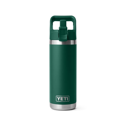 Yeti Rambler 18oz Insulated Bottle with Colour Matched Straw Cap - Black Forest Green
