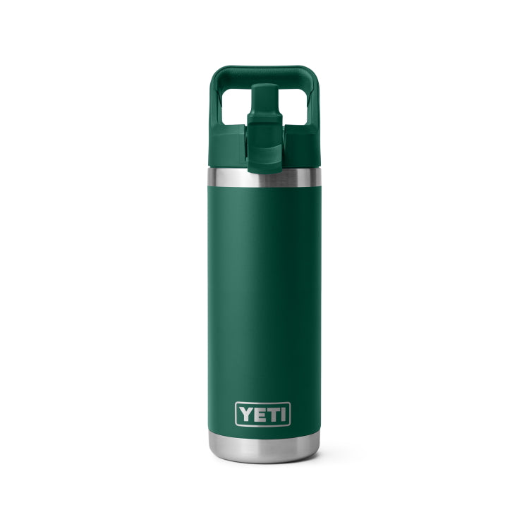 Yeti Rambler 18oz Insulated Bottle with Colour Matched Straw Cap - Black Forest Green