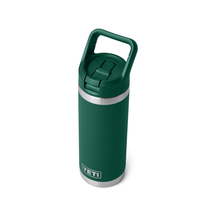 Yeti Rambler 18oz Insulated Bottle with Colour Matched Straw Cap - Black Forest Green