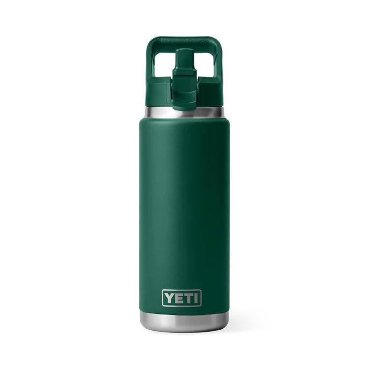 Yeti Rambler 26oz Insulated Bottle with Colour Matched Straw Cap - Black Forest Green