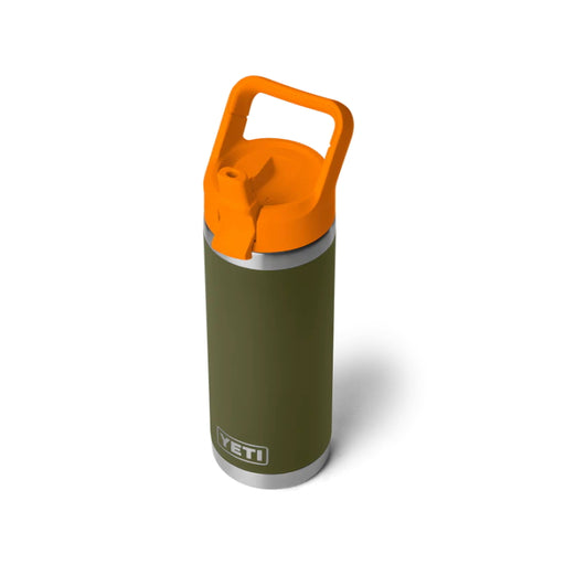 Yeti Rambler 18oz Insulated Bottle with Straw Cap - Olive/King Crab Orange