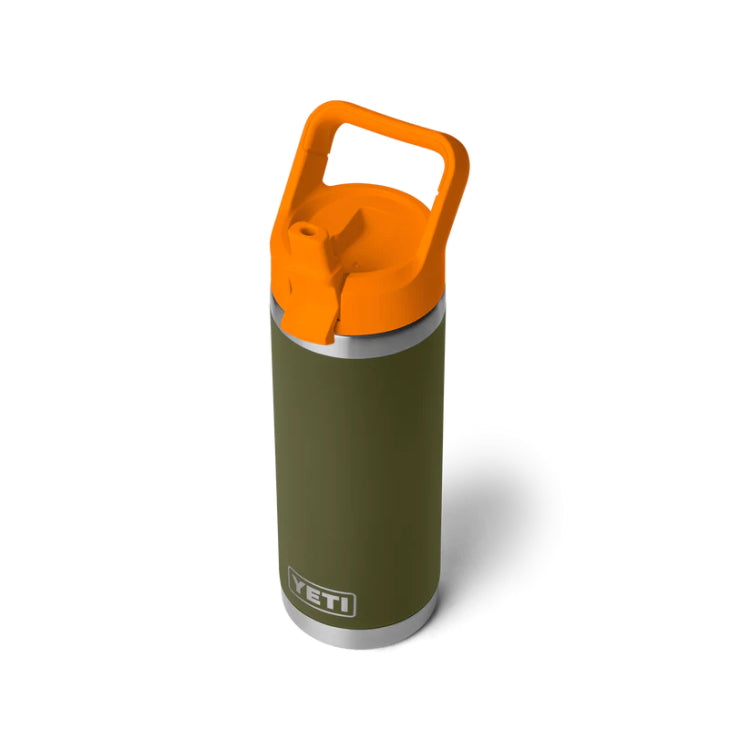 Yeti Rambler 18oz Insulated Bottle with Straw Cap - Olive/King Crab Orange