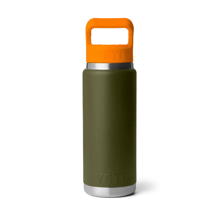 Yeti Rambler 26oz Insulated Bottle with Straw Cap - Olive/King Crab Orange