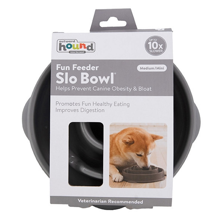 Outward Hound Fun Feeder Slow Bowl - Grey - Medium