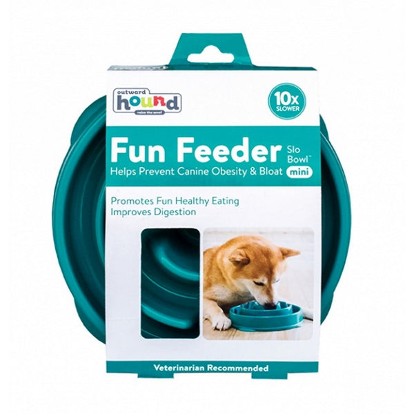 Outward Hound Fun Feeder Slow Bowl - Turquoise - Large