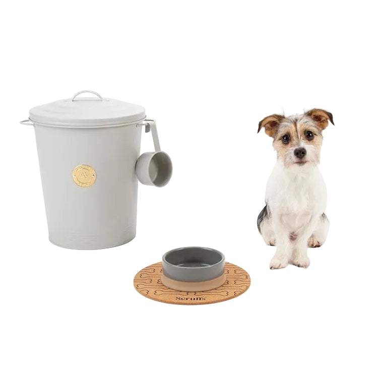 Scruffs Cantina Steel Storage Pet Food Canisters - Light Grey
