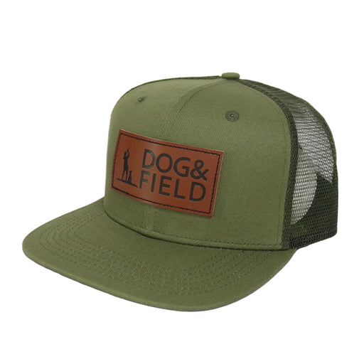 Dog and Field Leather Patch Trucker Cap - Green
