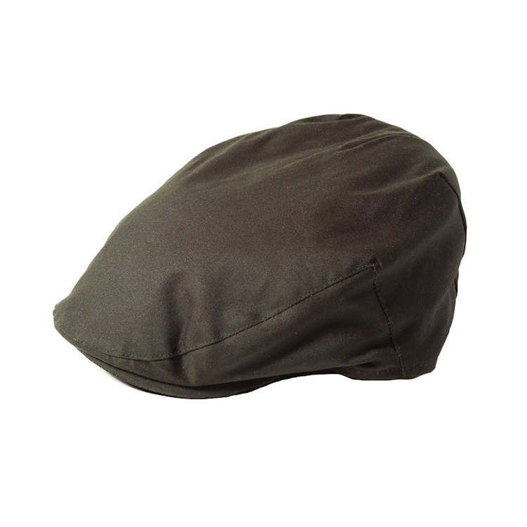 Failsworth Wax Cotton County Style Flat Cap - Olive