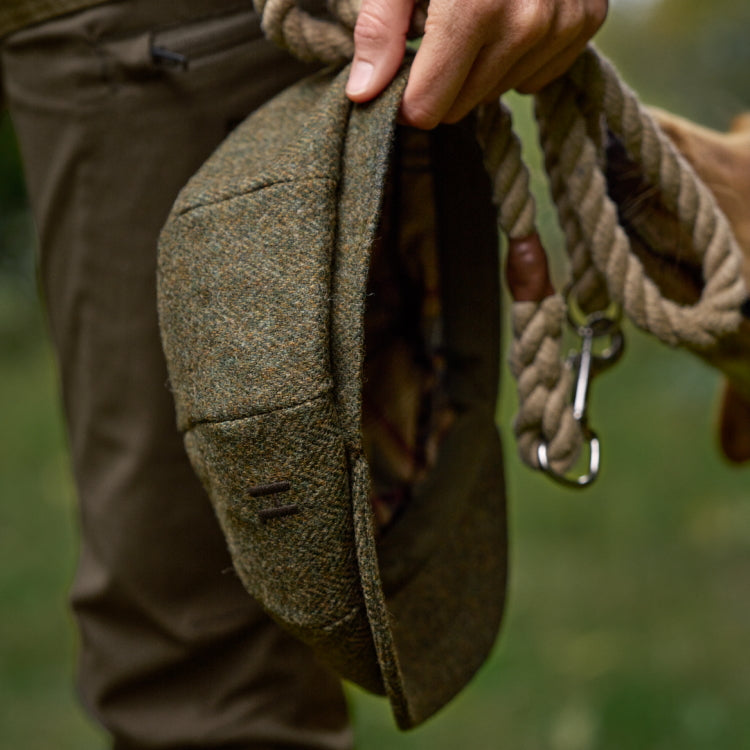 Harkila Kenmore Cl. Baker Boy Cap - Forest Green/Herringbone