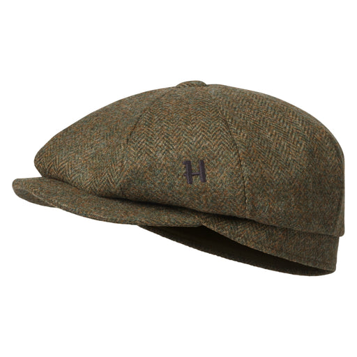 Harkila Kenmore Cl. Baker Boy Cap - Forest Green/Herringbone