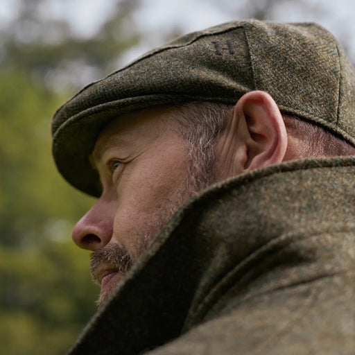 Harkila Kenmore Classic Flat Cap - Forest Green/Herringbone
