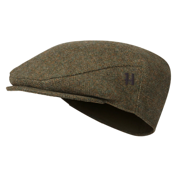 Harkila Kenmore Classic Flat Cap - Forest Green/Herringbone