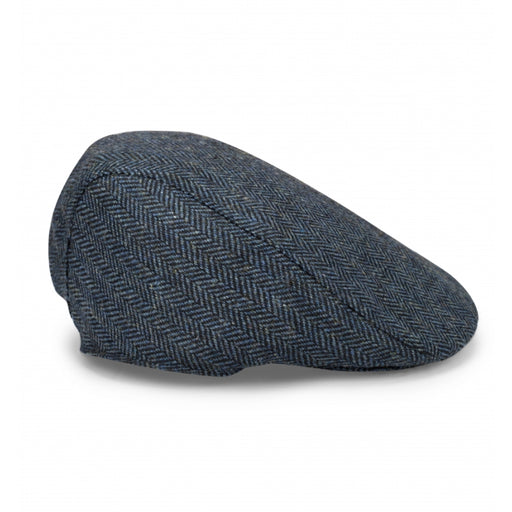 Hoggs of Fife Herringbone Waterproof Tweed Cap - Blue Check