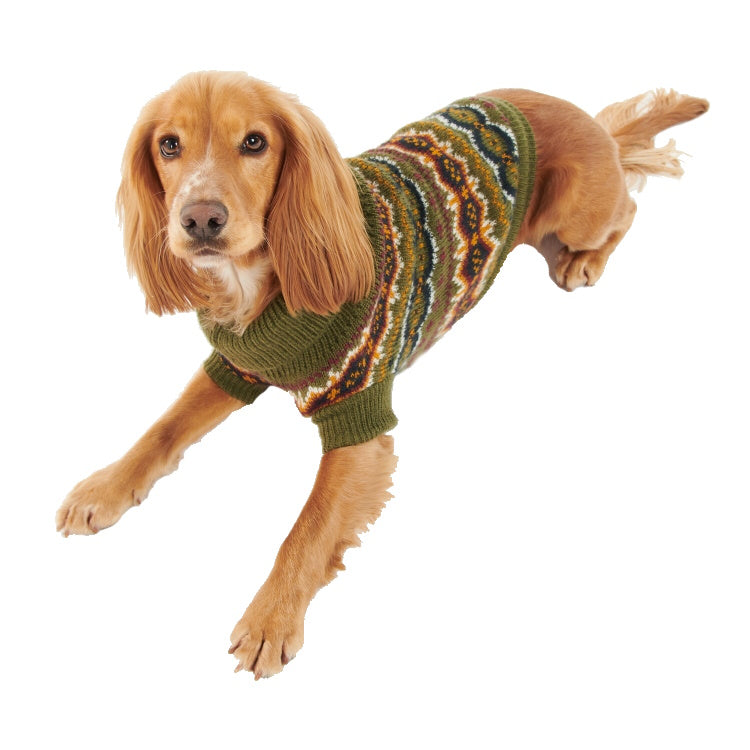Barbour Case Fairisle Dog Jumper - Olive