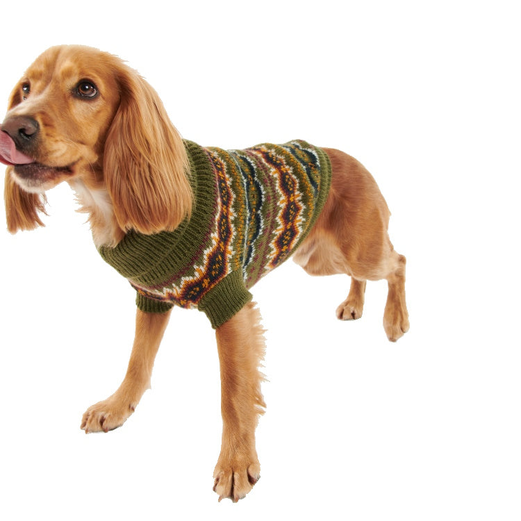 Barbour Case Fairisle Dog Jumper - Olive