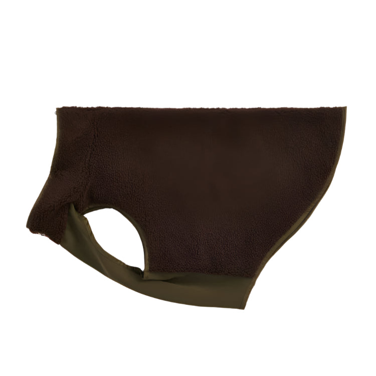 Barbour Reversible Quilt/Borg Fleece Dog Coat - Olive/Brown