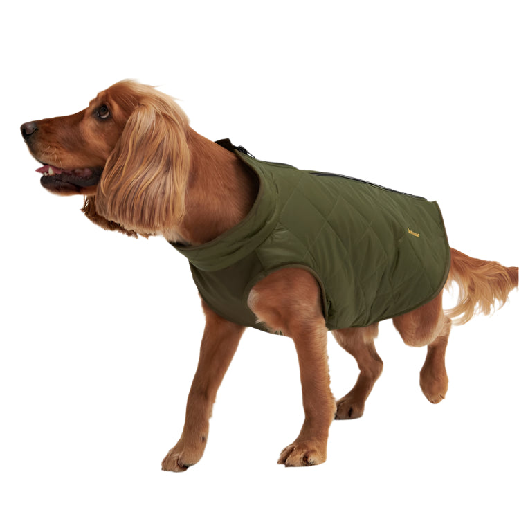 Barbour Reversible Quilt/Borg Fleece Dog Coat - Olive/Brown
