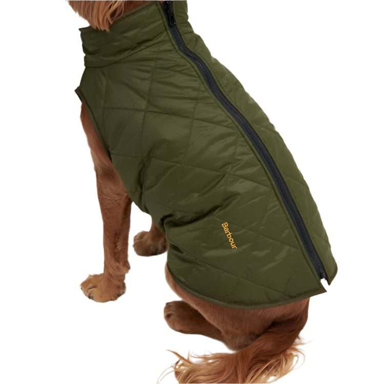 Barbour Reversible Quilt/Borg Fleece Dog Coat - Olive/Brown