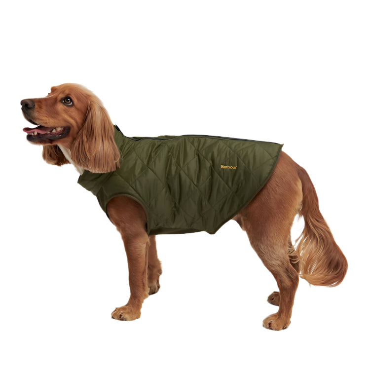 Barbour Reversible Quilt/Borg Fleece Dog Coat - Olive/Brown