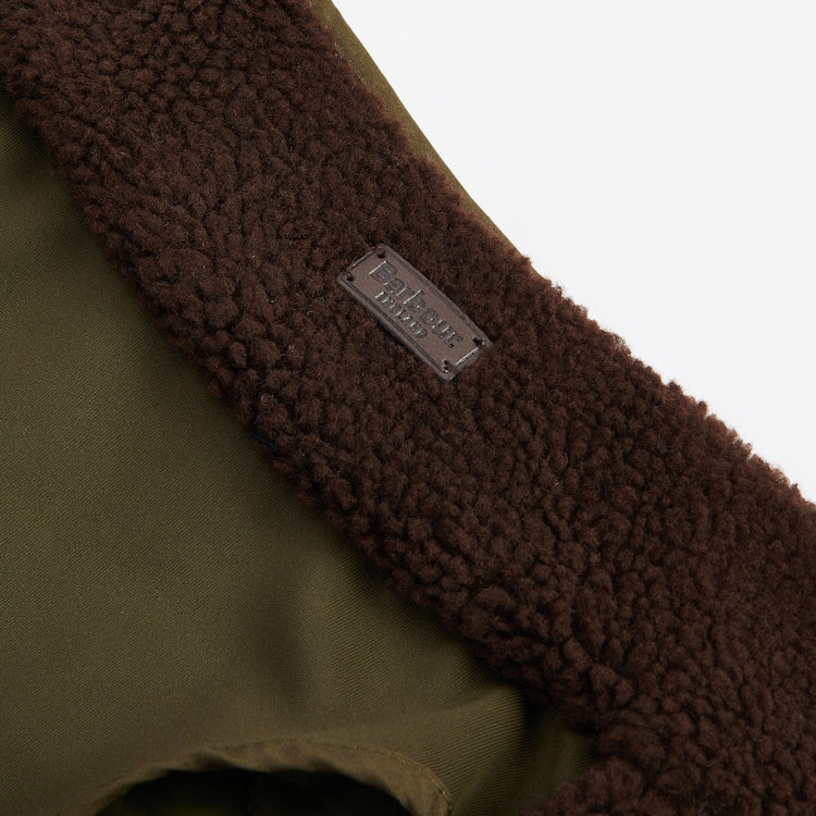 Barbour Reversible Quilt/Borg Fleece Dog Coat - Olive/Brown