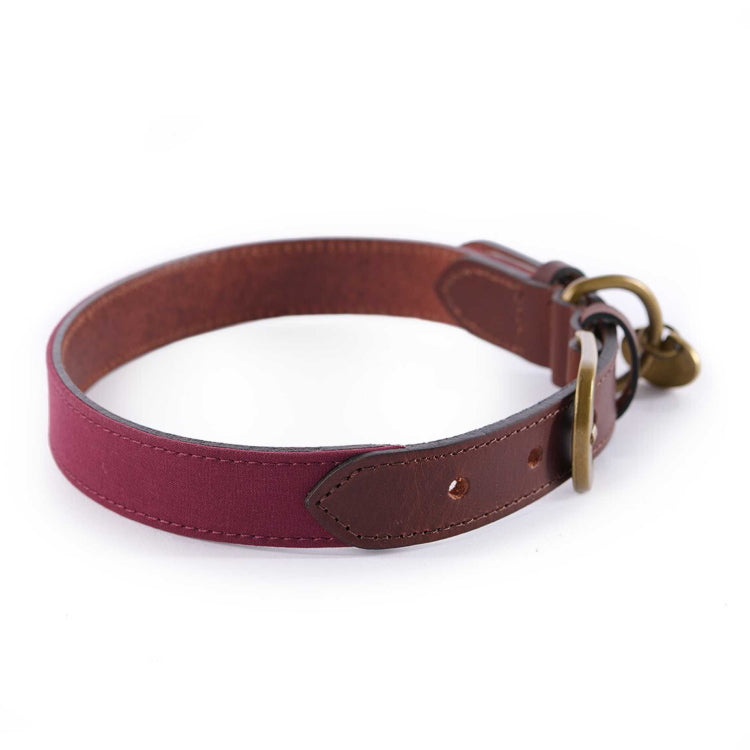 Le Chameau Waxed Cotton/Leather Dog Collar - Red