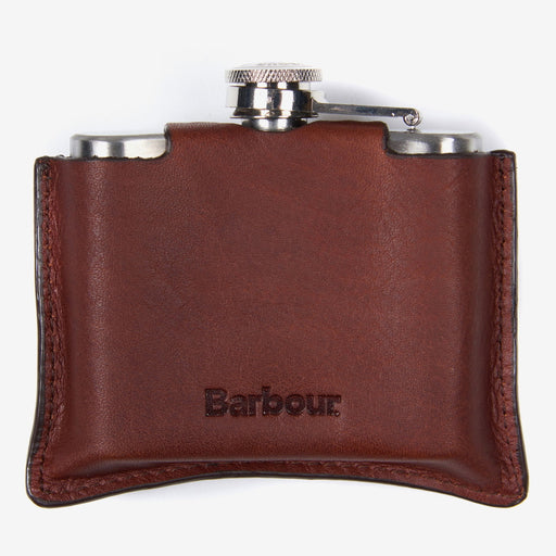 Barbour 4oz Hinged Hip Flask - Brown