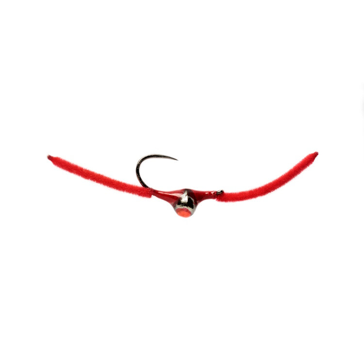 Croston's Chenille Worm Red Barbless Fly