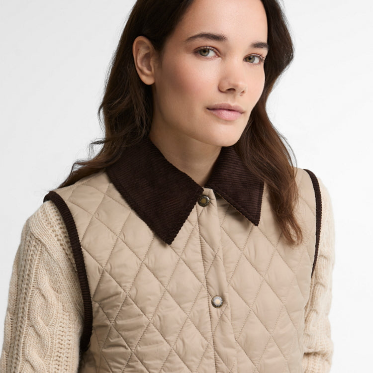 Barbour Ladies Darwen Gilet - Light Trench/Muted Tartan