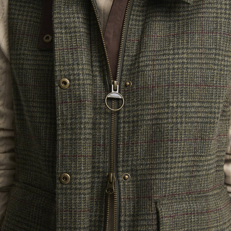 Barbour Ladies Joyce Wool Gilet - Olive/Prince Of Wales Check