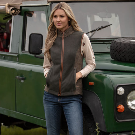 Gunner and Hound Ladies Tweed Incorporated Gilet - Forest Green