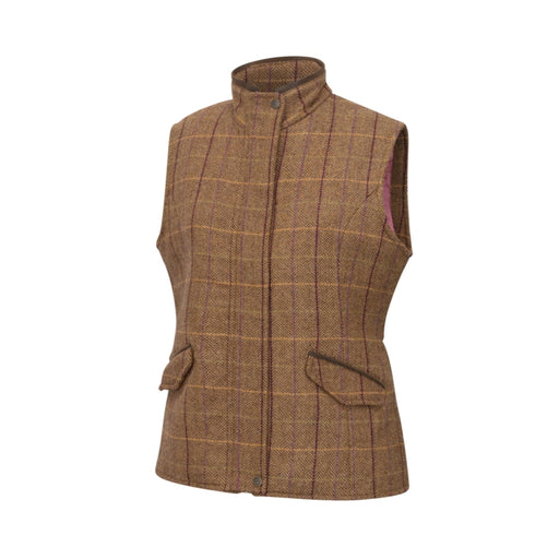 Hoggs of Fife Ladies Eden Technical Tweed Gilet - Bracken/Blackberry