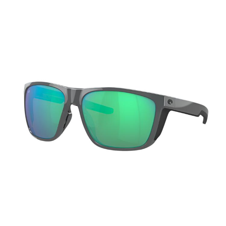 Costa Del Mar Ferg XL Sunglasses - Shiny Grey Frame - Green Mirror 580G Lens
