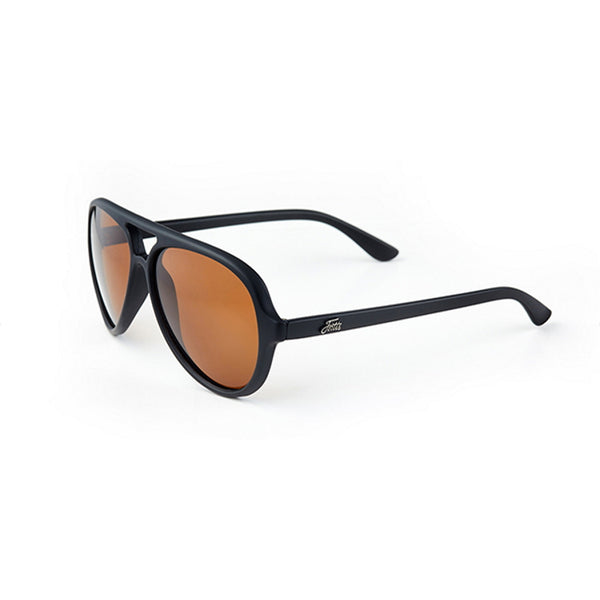 Fortis Aviator Sunglasses - Matte Black Frame - Brown 247 Lens