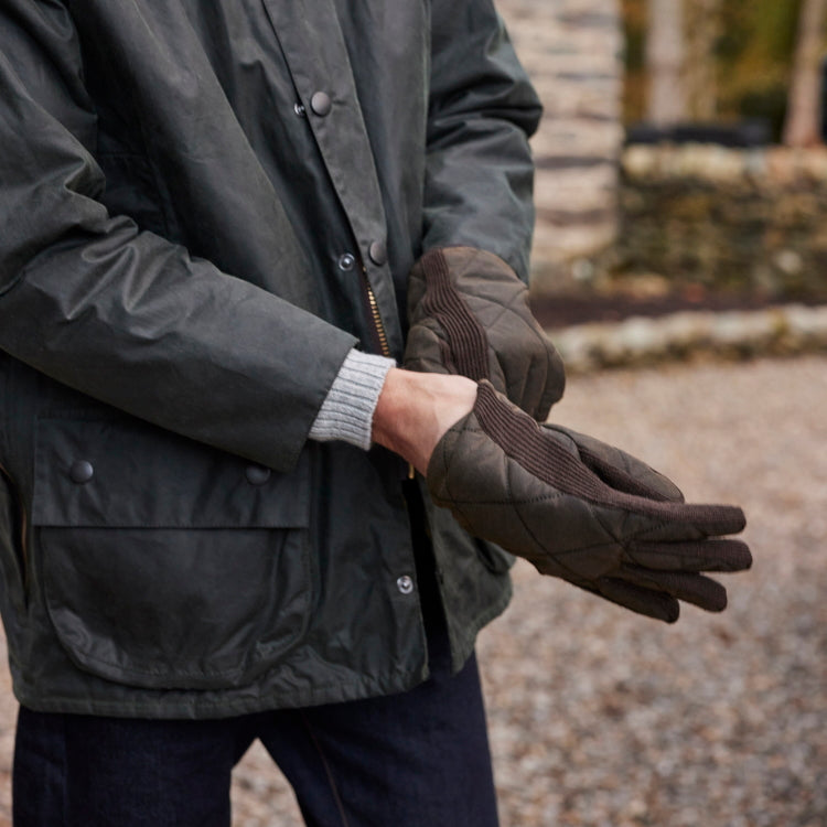 Barbour Winterdale Gloves - Olive/Brown Medium