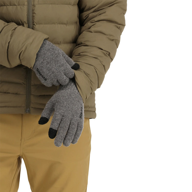 Simms Wool Full Finger Gloves - Steel