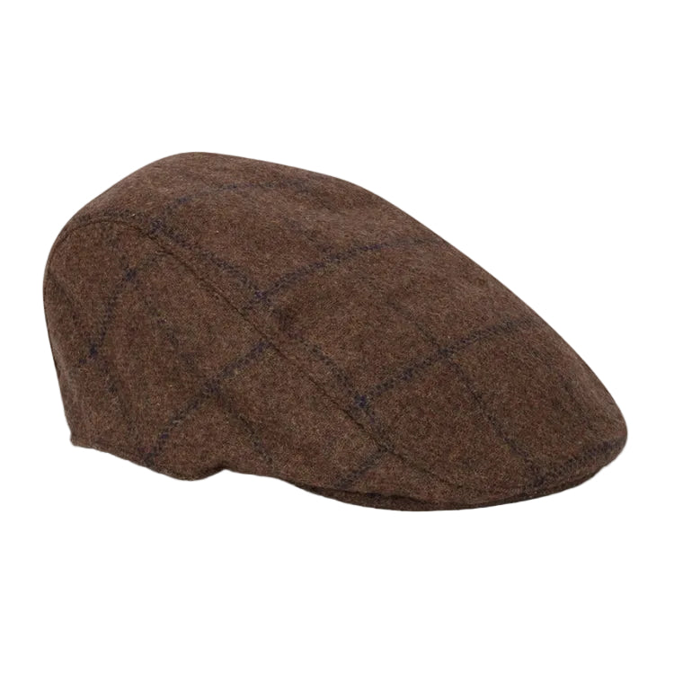 Hoggs of Fife Windowpane Waterproof Tweed Hat - Brown/Navy Check