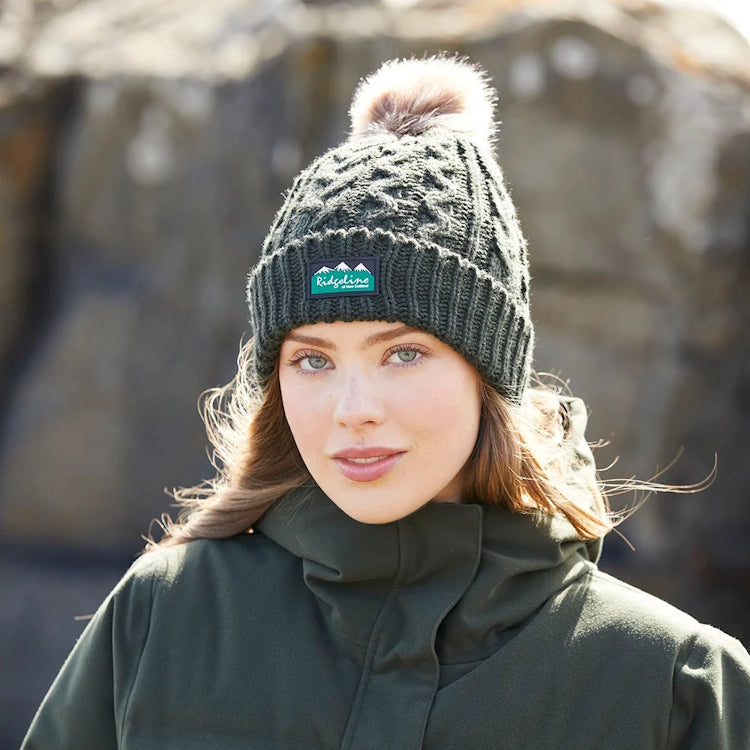 Ridgeline Nordic Fleck Bobble Hat - Deep Forest