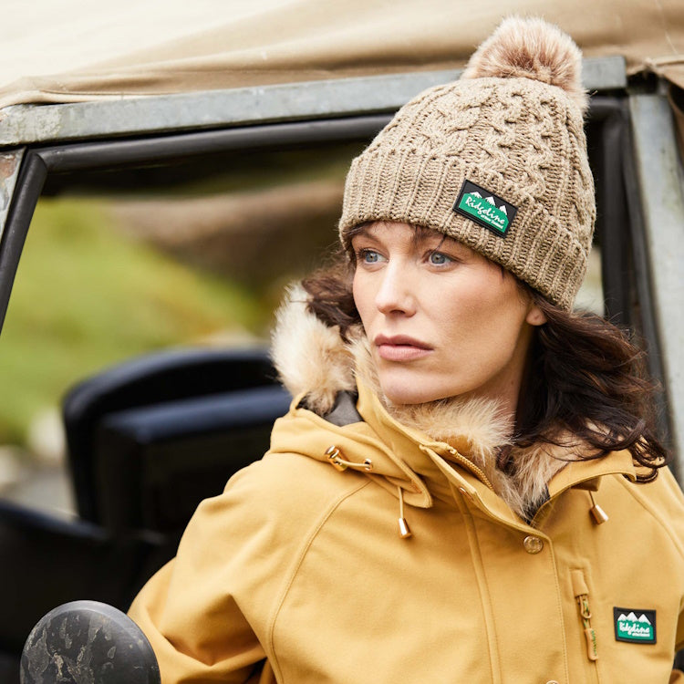 Ridgeline Nordic Fleck Bobble Hat - Teak