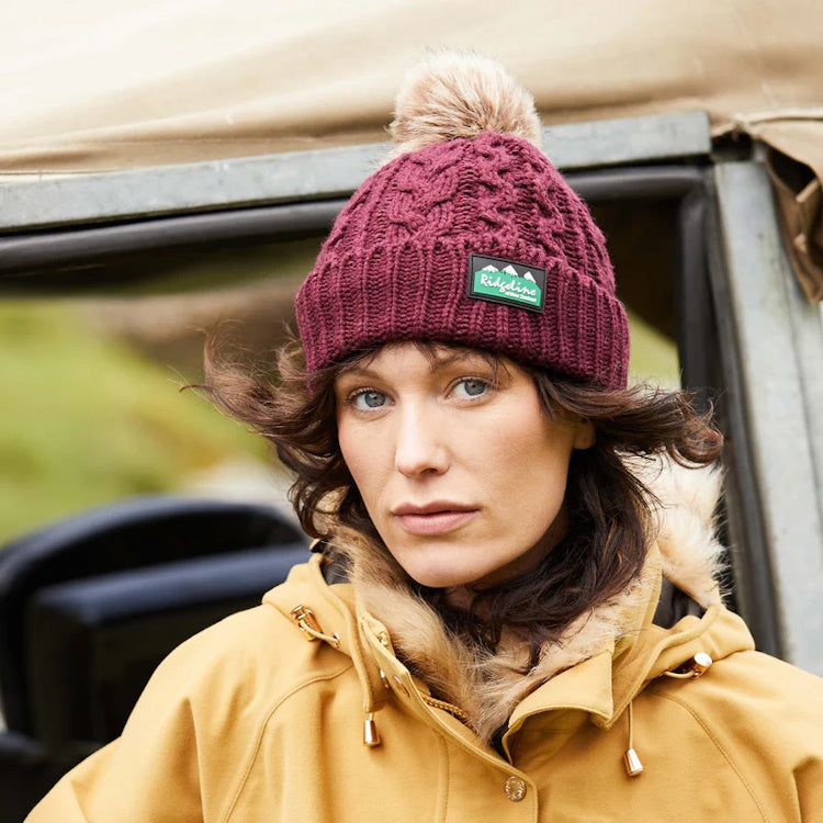 Ridgeline Nordic Fleck Bobble Hat - Winter Berry