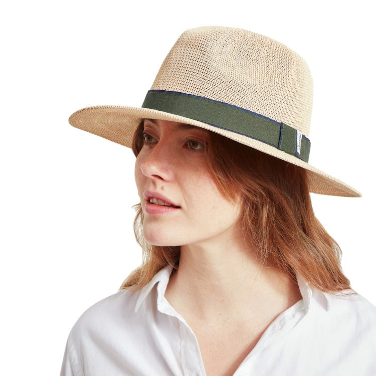 Schoffel Ladies Porth Panama Hat - Navy/Green Stripe