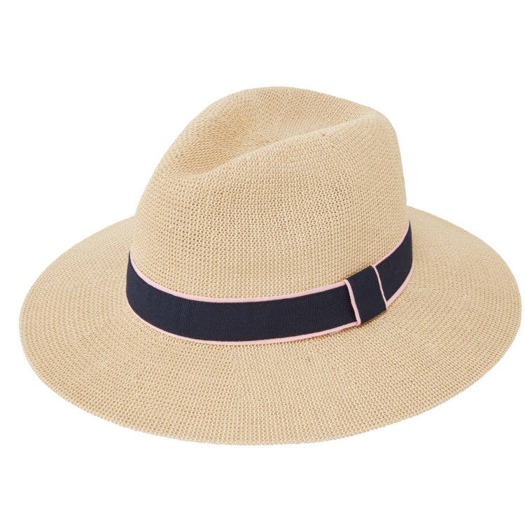Schoffel Ladies Porth Panama Hat - Navy/Pink Stripe