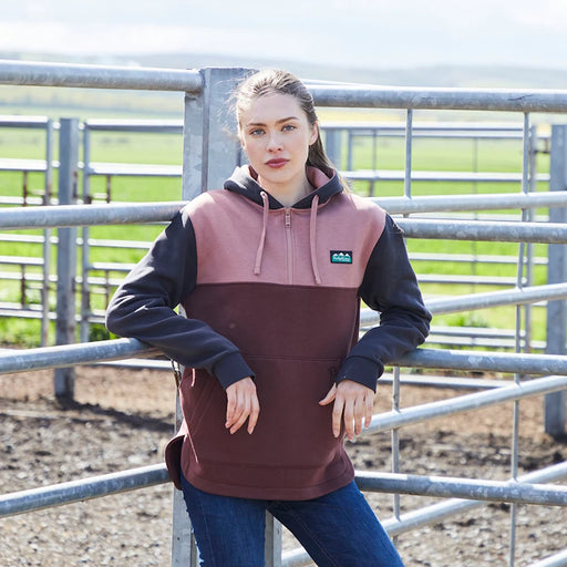 Ridgeline Ladies Tribe Hoodie - Oxblood Tri Colour
