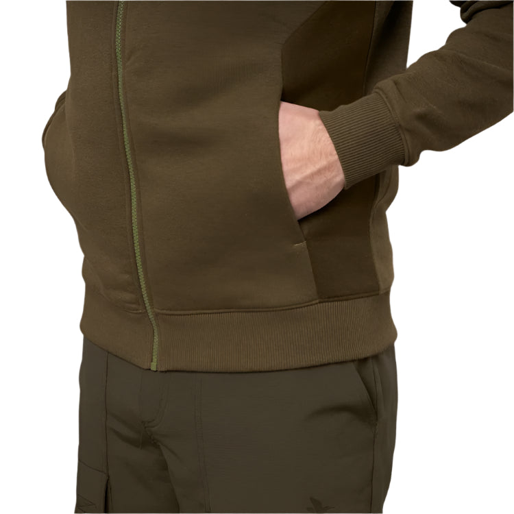 Seeland Cross Zip Hoodie - Dark Olive
