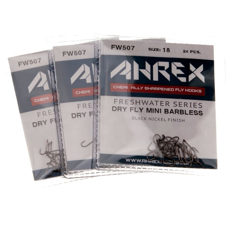 Ahrex FW507 Dry Fly Mini Barbless Hooks - John Norris