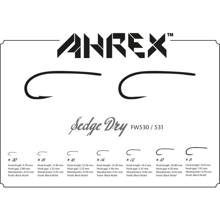 Ahrex FW530 Sedge Dry Barbed Hooks